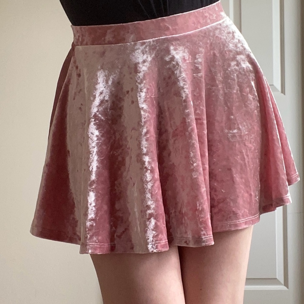 Velvet Pink Skater Skirt